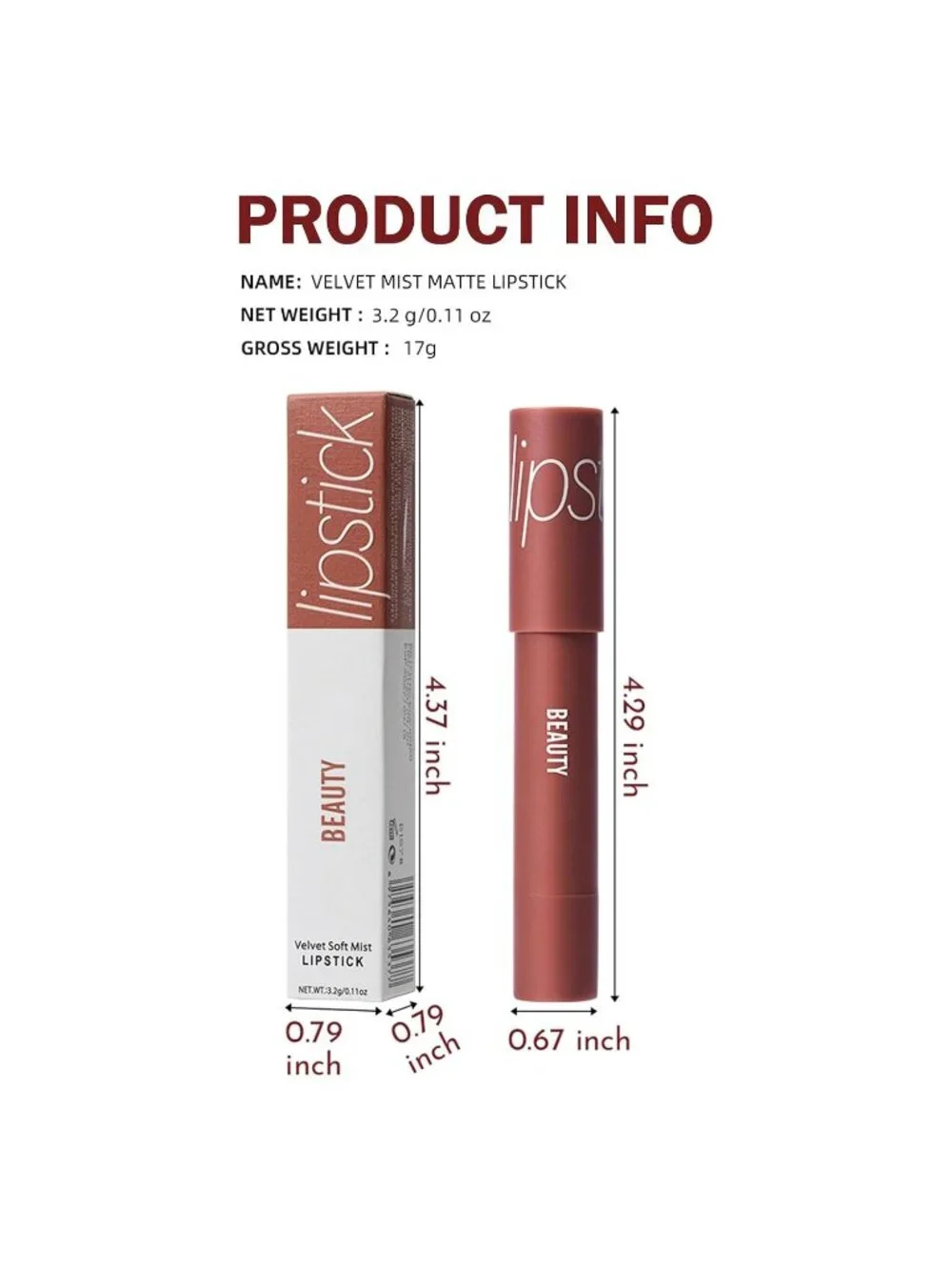 Women's E07# Brick Rose 24 Hour Long-lasting Rose Matte Lipstick Crayon